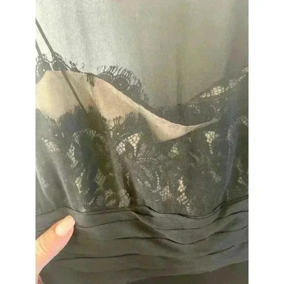 Ann Taylor Loft Sheer with Black Lace Overlay Silk Cocktail/Party Dress Size 2 - Picture 4 of 6